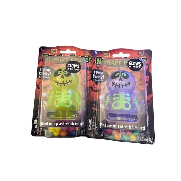 (2) Two Treat Street Glow-In-the-Dark Monster Candy Poopers Purple & Green NEW - Picture 1 of 2